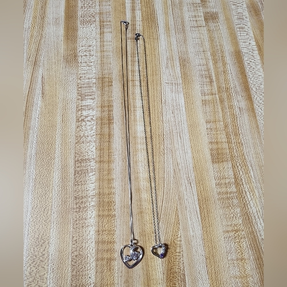Two Silver Heart Necklaces